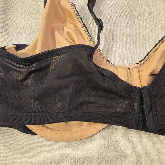 Cacique 40C Black Sheer Floral Modern Lace Bra UL FC GUC SO Pretty Nude - Picture 6 of 11